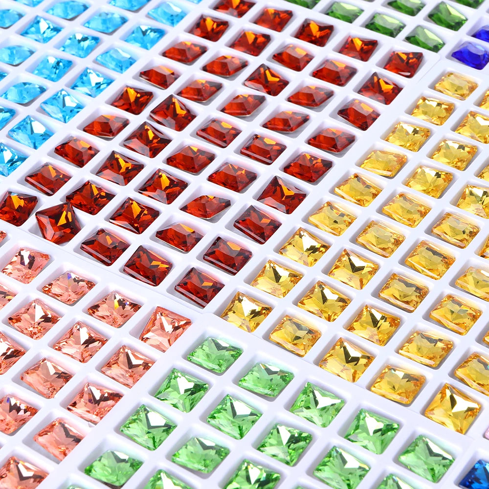 QIYI Factory Wholesale Luxury Grade 5A Square Right Angle Fancy Pointback Rhinestones for Decoration Wedding Dresses Nail Art