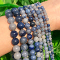 Wholesale 4MM-12MM Smooth Blue Aventurine Jades Stone Beads Round Loose Beads for Bracelet Jewelry Making