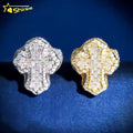 Hip Hop Fashion Iced Out Vvs Moissanite Cross Engagement 925 Sterling Silver Men Diamond Ring