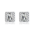 Fashion 925 sterling silver square shape CZ diamond stud earrings women simple small baguette zircon stud earrings