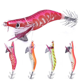Wholesale SJ003 8cm 7.4g 2.0# Lifelike Squid Jig Shrimp Fishing Lures with Umbrella Hooks