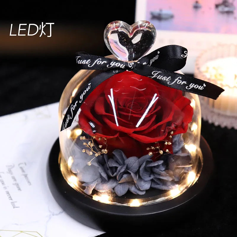 Y-J004 Wholesale Preserved Flowers Gift Box With Light Decoration Ornaments Valentine's Day Christmas Gift Preserved Flowers