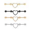 2023 Center Hollow Heart Design Industrial Barbell Earring 4 Color Options Cartilage Piercing Earrings Body Jewelry