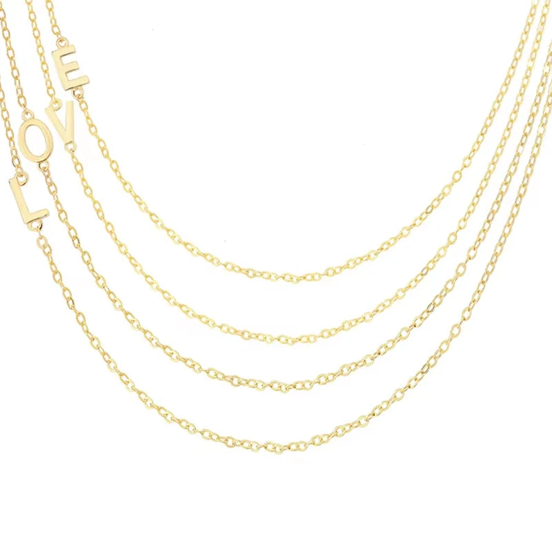 Custom 925 Sterling Silver 18K Gold Plated Transverse 26 Inital Alphabet Pendant Letter Chain Necklace