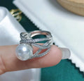 R923 10-11mm Natural Freshwater Pearl Ring Accessory 925 Sterling Silver Adjustable Size Engagement Jewelry Ring for Women