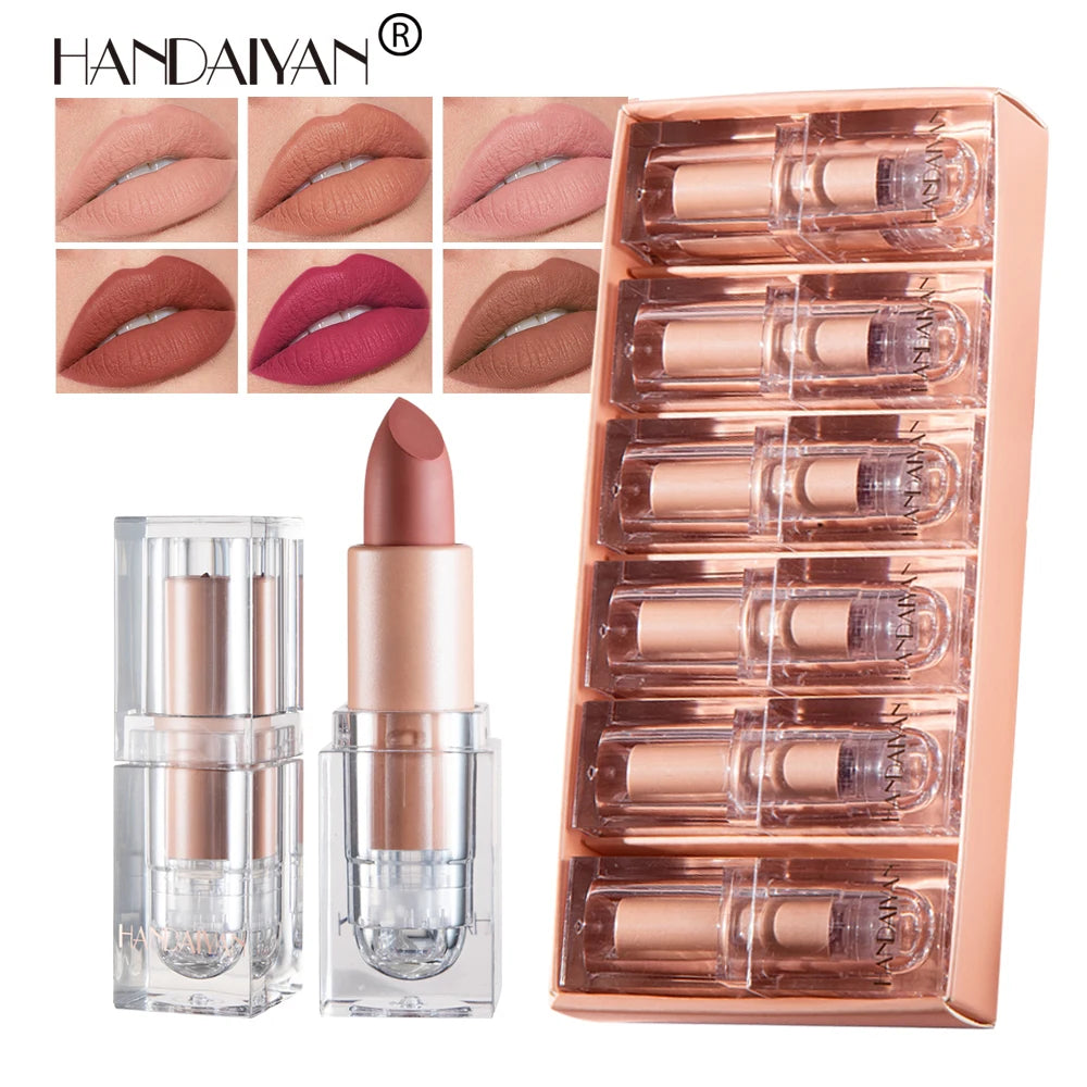 Handaiyan OEM Wholesale Lipstick Set Long Lasting Waterproof Natural Matte Lipstick Custom Private Label Cosmetic Lipstick