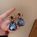 Retro Jewelry Newest Arrival  Diamond Flower Earrings Stylish Personality Exaggerated Women Luxury Earrings