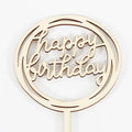 Happy Birthday Cake Topper - Wooden Birthday Cake Topper - Kids Birthday Party Decorations (Wood Happy CT)