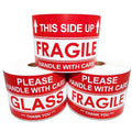 Custom Design Fragile Stickers Red Paper Warning Label with Barcode Label Sticker for Shipping and Packaging
