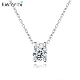 LUOTEEMI Woman Necklace Trendy Fashion Stone Girl Diamond Jewelry Lady Charm Zircon Dainty Cz Pendant
