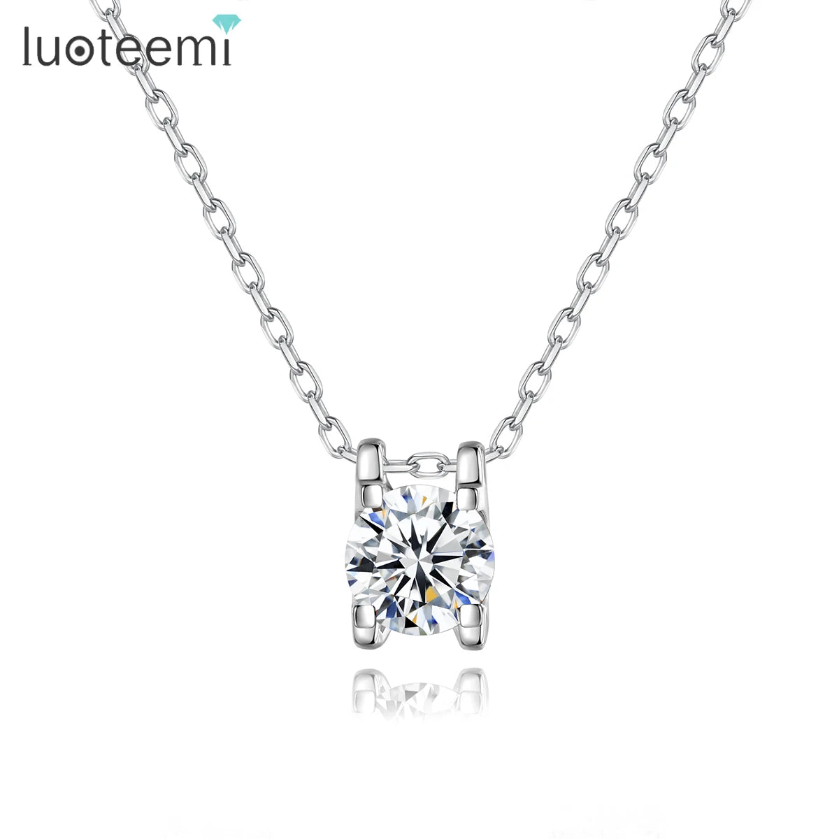 LUOTEEMI Woman Necklace Trendy Fashion Stone Girl Diamond Jewelry Lady Charm Zircon Dainty Cz Pendant