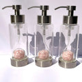 New Product Wholesale Separate Bottle Natural Rose Quartz Gravel Glass Bottle for Shampoo Energy Crystal Bathroom Decoration