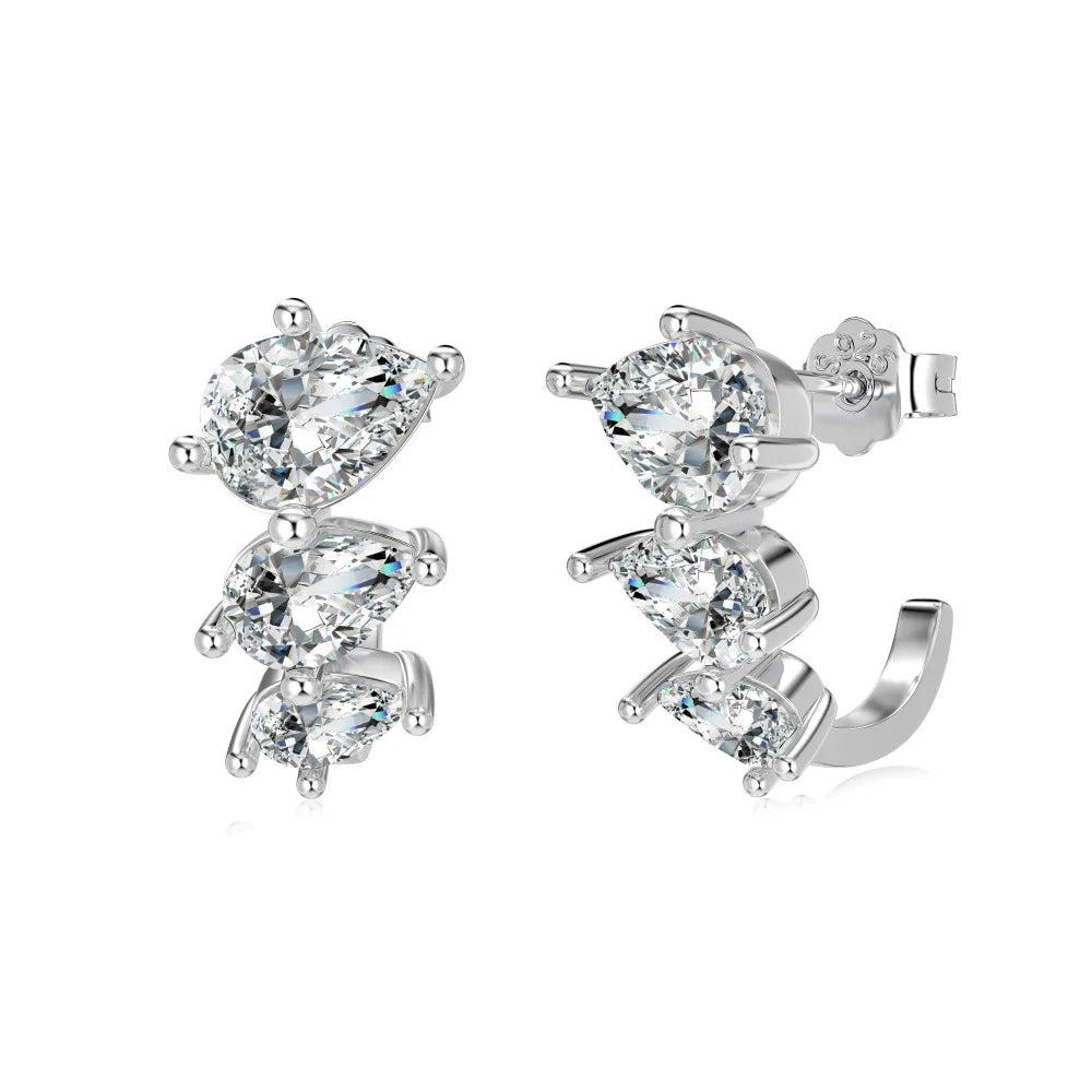 Dylam Dainty New Arrival Fine Jewelry S925 Silver Rhodium 18K Gold Plated 0.5ct Waterdrop Shape 5A Zirconia Hoop Stud Earrings