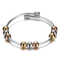New Arrival Cuff Bracelet Spring Wire Line Colorful Beads Cross Stainless Steel Cable Stretch Bracelet for Women