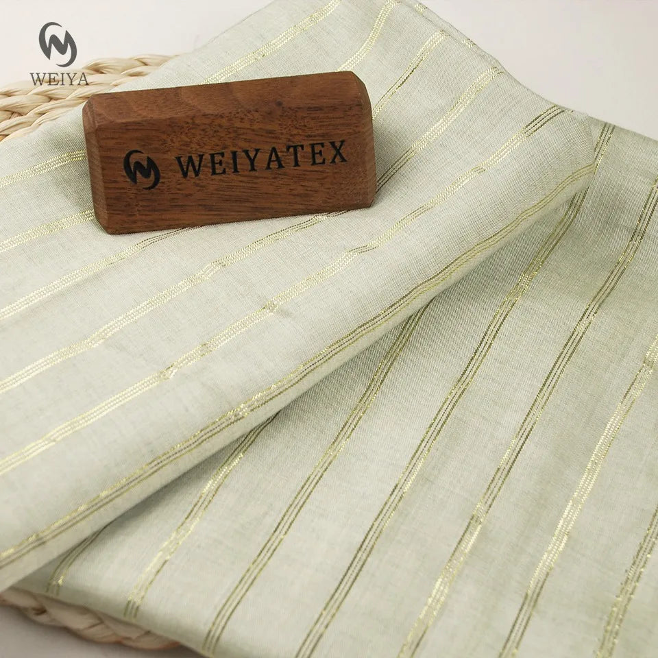 Fashion Fancy Clothes Kids Girls Lightweight Voile Poplin Stripe Lurex Rayon Fabric for Dress Blouse