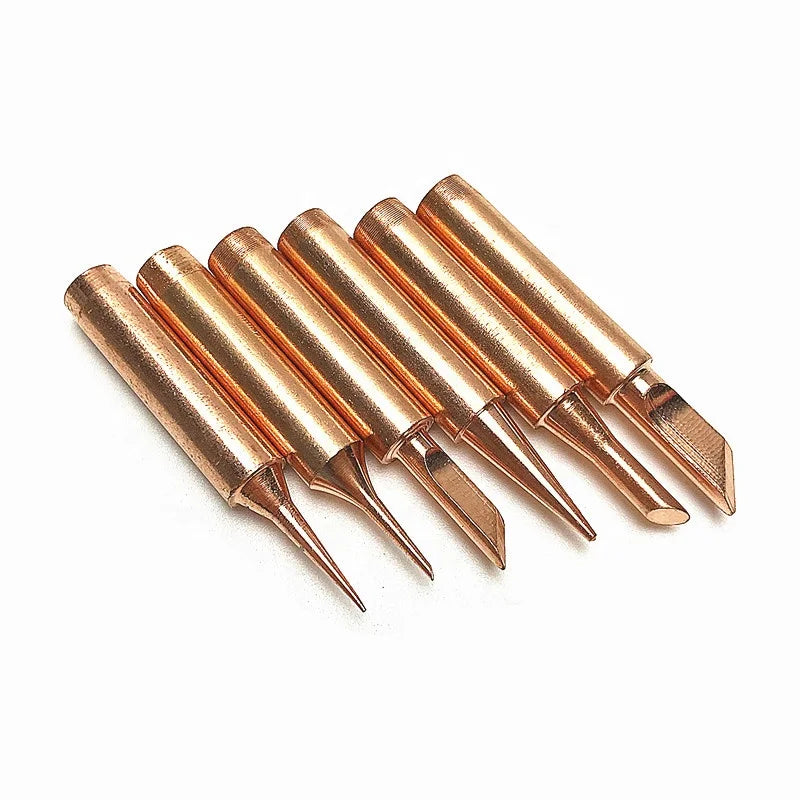 6PC Pure Copper Iron Tip Kit - 900M Lead-Free Replacement Parts Suitable for 936 8582D 8586 and Other Models of Welding Stands