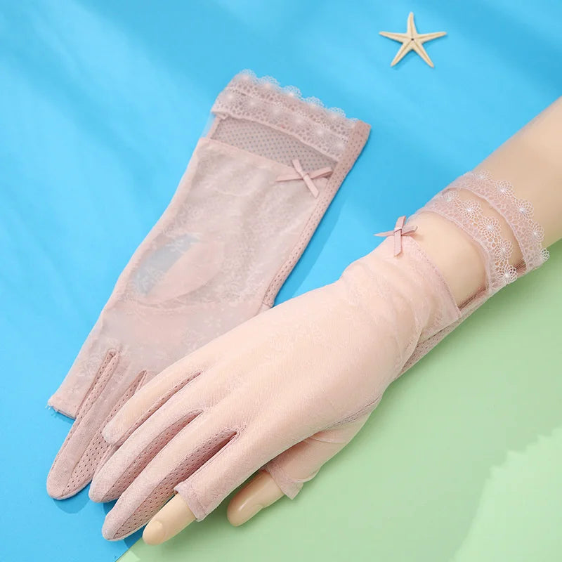 Trendy Cool Sunscreen Breathable Lace Woman Summer Gloves