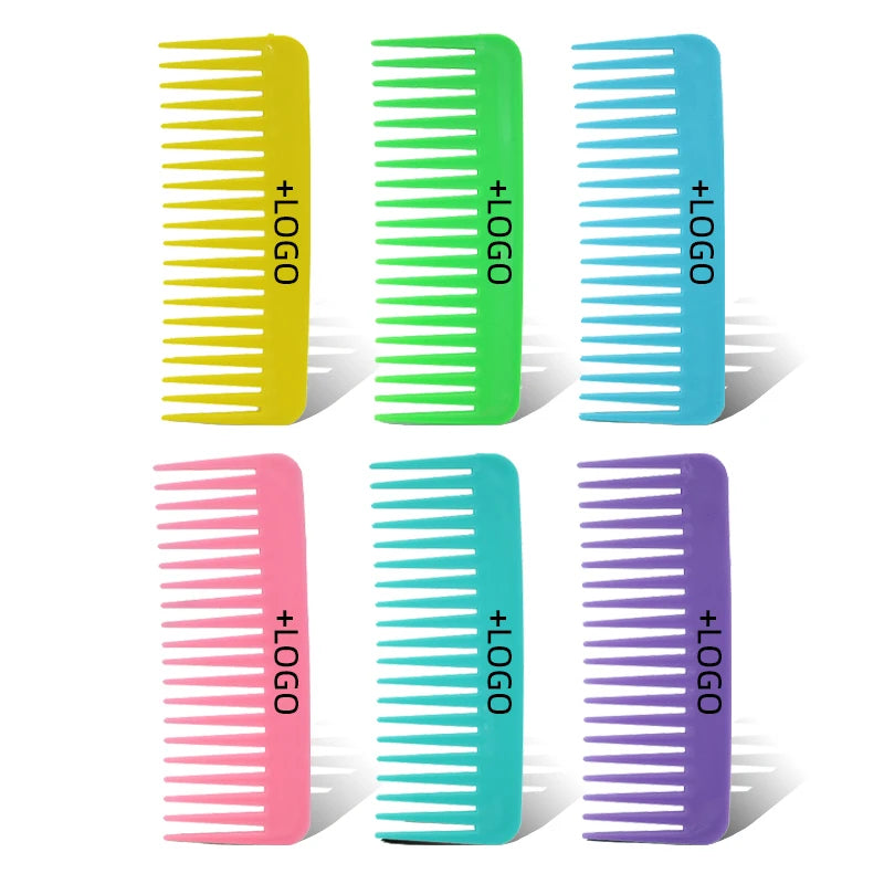 Private Label ABS Plastic Big Tooth Comb Curly Hair /Dry No Handle Detangler Smooth Massage Styling Shampoo Wig Home Use