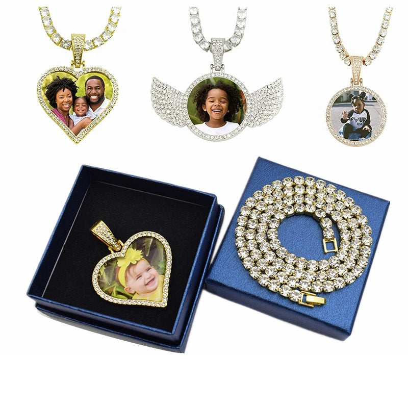 Customized Photos Pendant Necklaces Couples Children Family Jewelry Valentines Day Christmas Birthday Gift