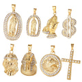 Iced Out Dollar Sign Pendant for Men Hip Hop Diamond Jesus Piece Virgin Mary Charm Stainless Steel 18k Gold Praying Hand Pendant