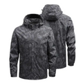 High Quality Men's Hooded Windbreaker Jacket Custom Logo Autumn Windproof Zipper Vintage Camo Pattern Outdoor Jacket