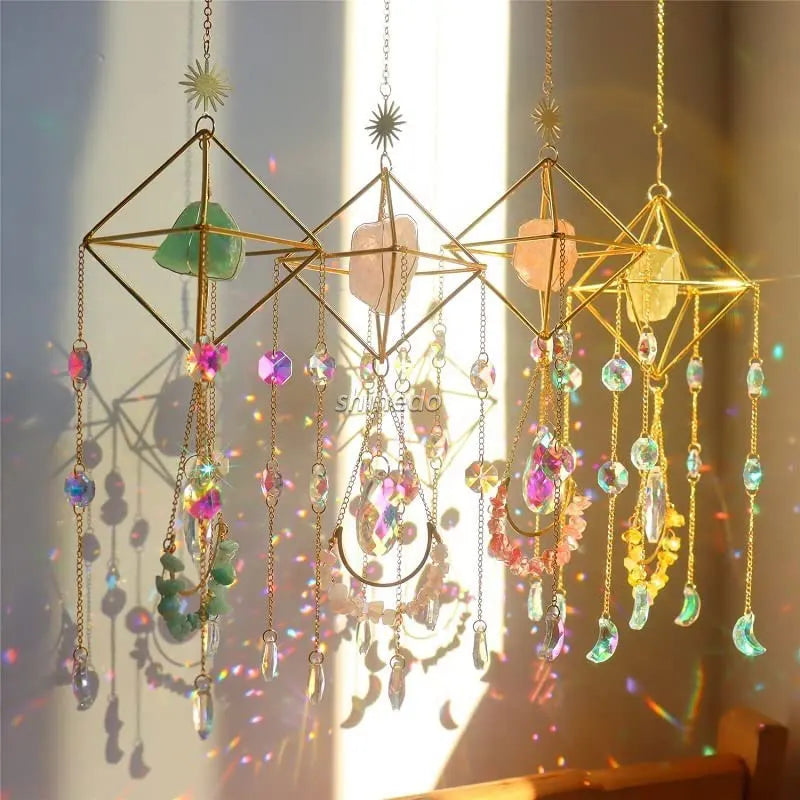 New Crystal Wind Chimes Pendant Colorful Sun Refraction Light Home Decoration Sun Catcher
