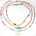 Glass Seed Beads Turquoise Stone Shell Bead Abs Pearl Beaded Bohemian Children's Layered Necklace Jewelry BoHEMIA Anniversary