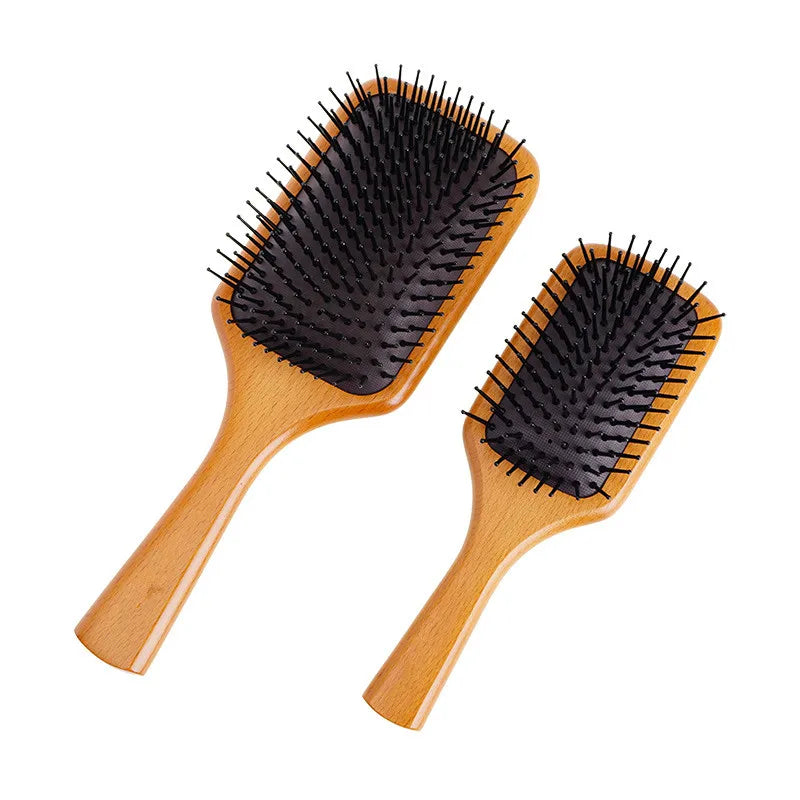 Custom Logo Eco-Friendly Biodegradable Natural Bamboo Wood Massage Hairbrush Detangling Paddle Bamboo Hair Brush