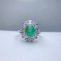 Wholesale Ladies Engagement Rings Natural Emerald Hot Sale Silver Oval Cut Classic Style for Weddings Parties