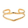 Ouj Stainless Steel Irregular Hammer Geometric Pattern 18k Double Layer Waterproof Perforated Bracelet