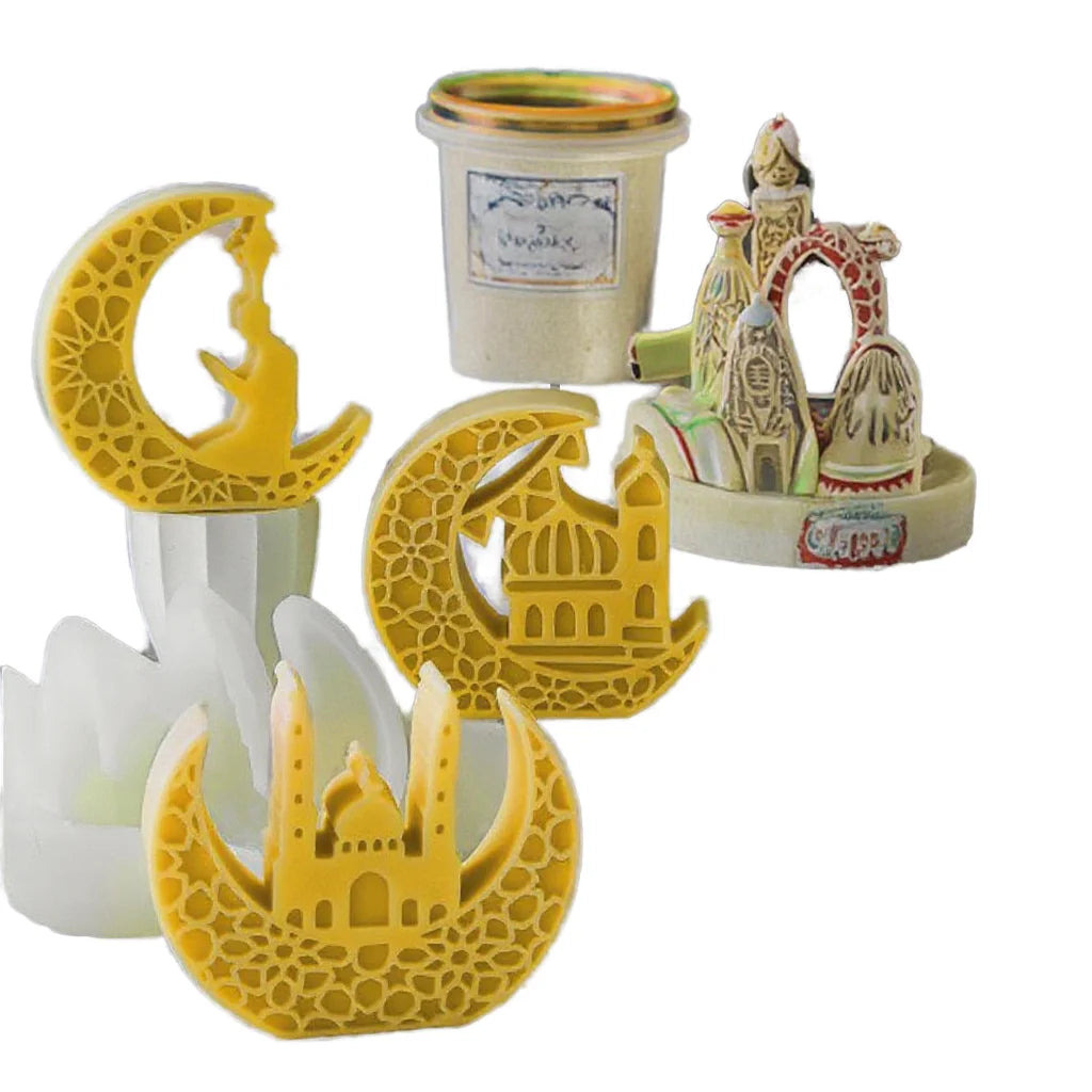 Small DIY Relief Moon Aromatherapy Gypsum Decoration Ornament Food Grade Silicone Cake Tool Bag Packaging Scented Number Tree