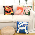 Nordic Ins Animal Embroidery Living Room Sofa Decorative Pillow Cushion Cover Cute Bedhead Backrest Pillow Cover Home Decor
