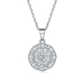 Flower Leaf Shape Sterling Silver Rhodium Plated Zircon Charm Pendant Necklace with Claw Setting Gift