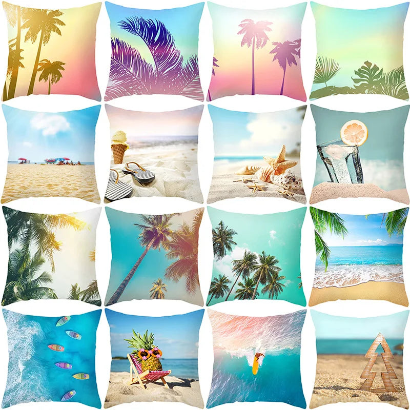 2021 Custom Summer Ocean Beach Pillowcase for Office Sofa Cushion for Graduation Ramadan Diwali-Household Item XJ113
