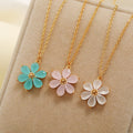 New Arrival Girlfriend Birthday Gift Accessories Gold Plated Necklace Elegant Colorful Six Petal Flower Necklace Gifts for Women