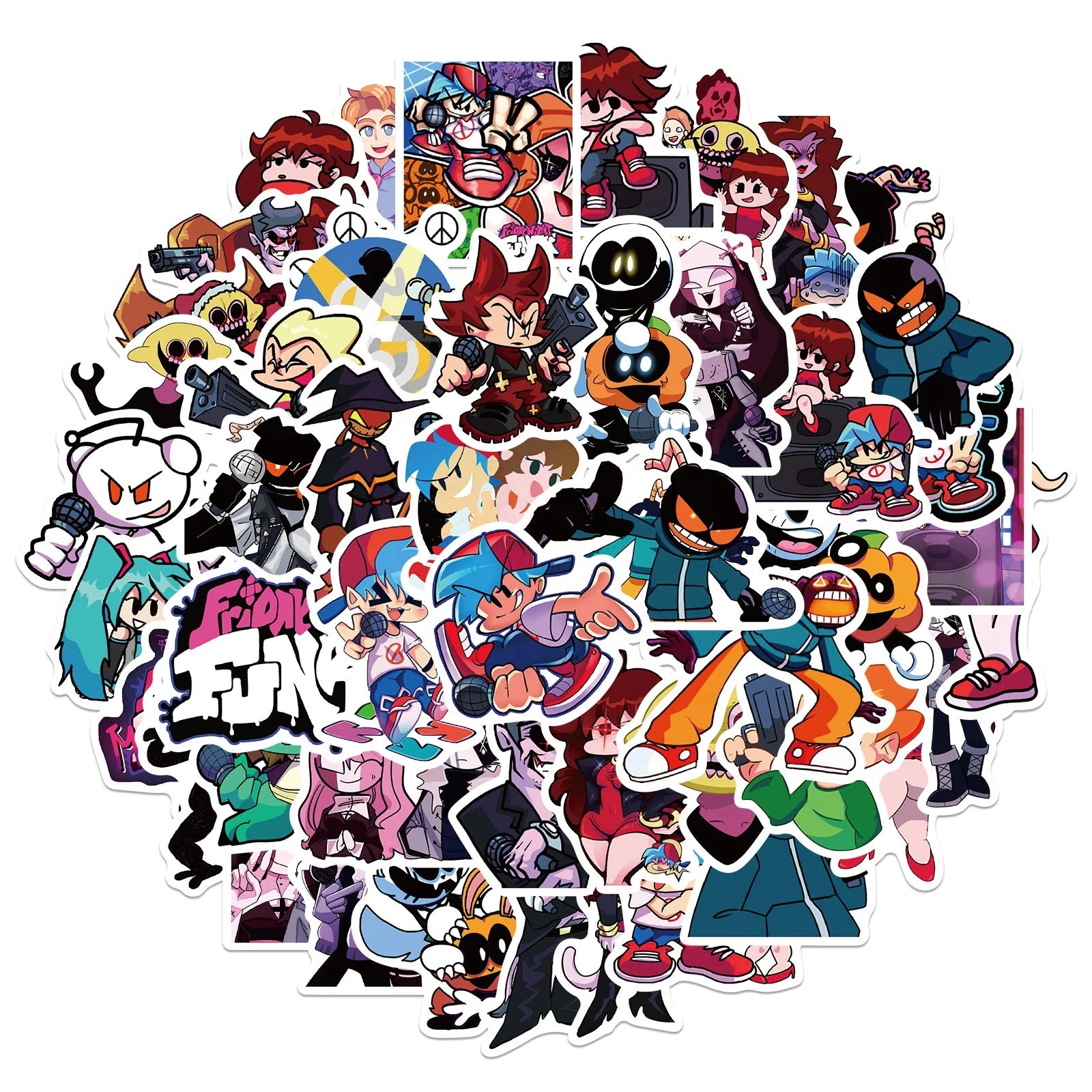 50Pcs Casual Game Friday Night Funkin Label Sticker for Home Bottle Cup Table Bike Laptop Phone Diy Stickers Vinyl