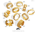 10 Designs Unisex Minimalist Delicate Jewelry Hollow Leaf Flower Ring Non Tarnish Twisted Irregular Chain Rings Stainless Steel