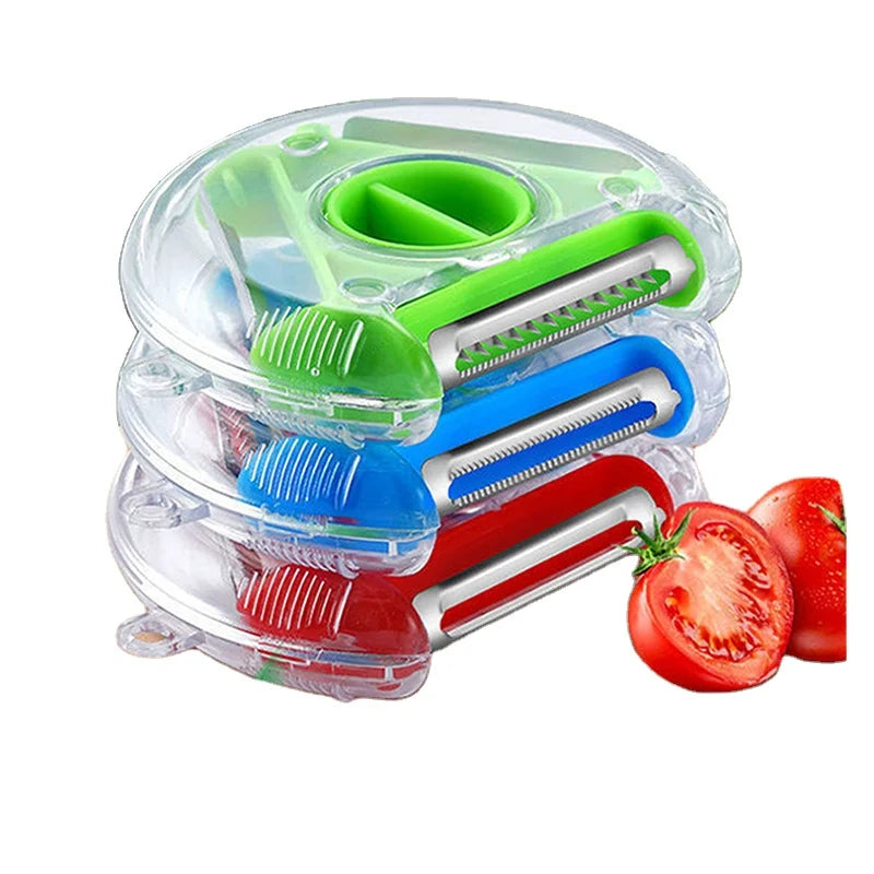 3 in 1Rotary Round Multi-function Vegetable Fruit  Magic  Slicer Fruit Potato Peeler Kitchen Tool Stainless Steel Vegetable Cut
