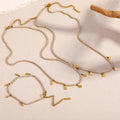 G3969 Wholesale Stainless Steel Zircon Tennis Necklace Charm Cross Heart Water Drop Bracelet 18K Gold Plated Necklace Jewelry