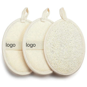 Wholesale Custom Private Label Logo Oval Flat Natural Eco-friendly Exfoliating Body Shower Loofah Sponge for Bath