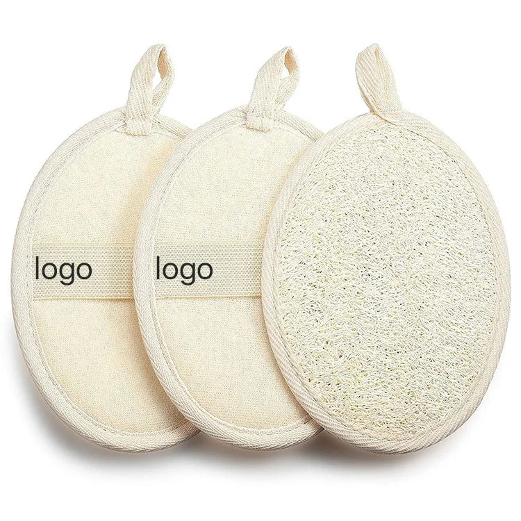 Wholesale Custom Private Label Logo Oval Flat Natural Eco-friendly Exfoliating Body Shower Loofah Sponge for Bath