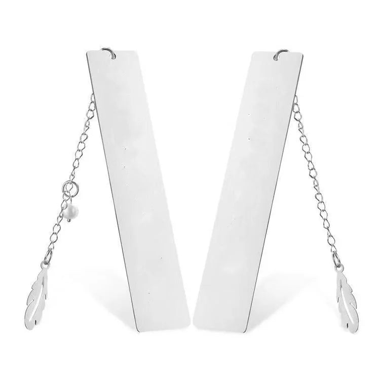 Custom Silver-Plated Brass/Stainless Steel Metal Bookmarks with Hole and Tassels Blank for School/Office Use-Gift Option