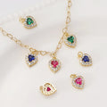 Zircon Charms for Jewelry Making 18k Gold Plate Brass Pendant Retro Style Vintage Style Sea Heart Gem Heart Pendant
