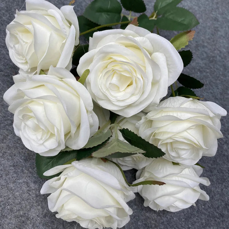 H0622 Hot Sale Artificial Silk Rose Bouquet Flowers Rose Bundle  for Wedding Bouquet Bridal