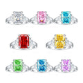 Fashion S925 Silver Birthday Party Wedding Ring Baguette Band Shiny Cut Diamond Zirconia 925 SIlver Women Rings