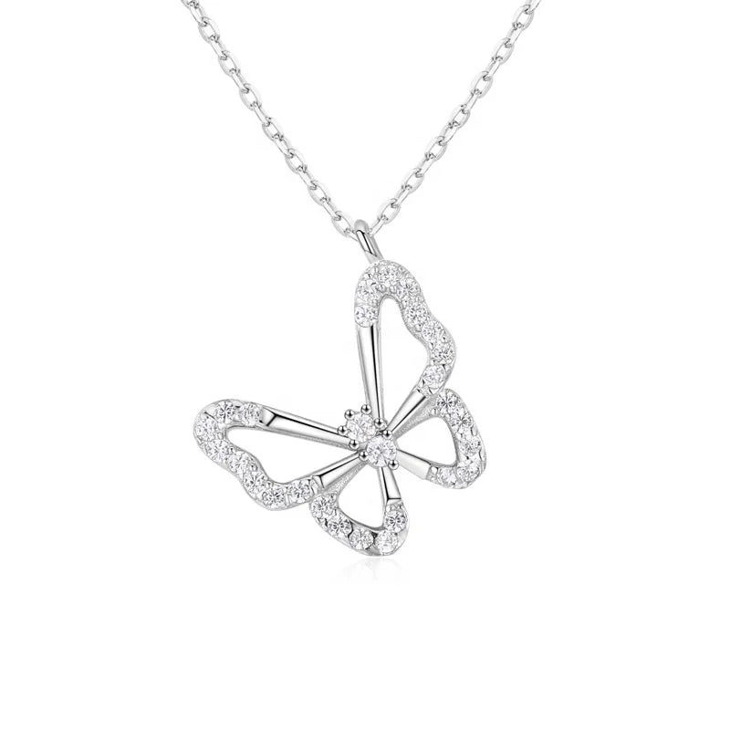 TL66  New Style Popular Necklace Women Fine Jewelry Fashion Zirconia 925 Sterling Silver Butterfly Pendant Necklace