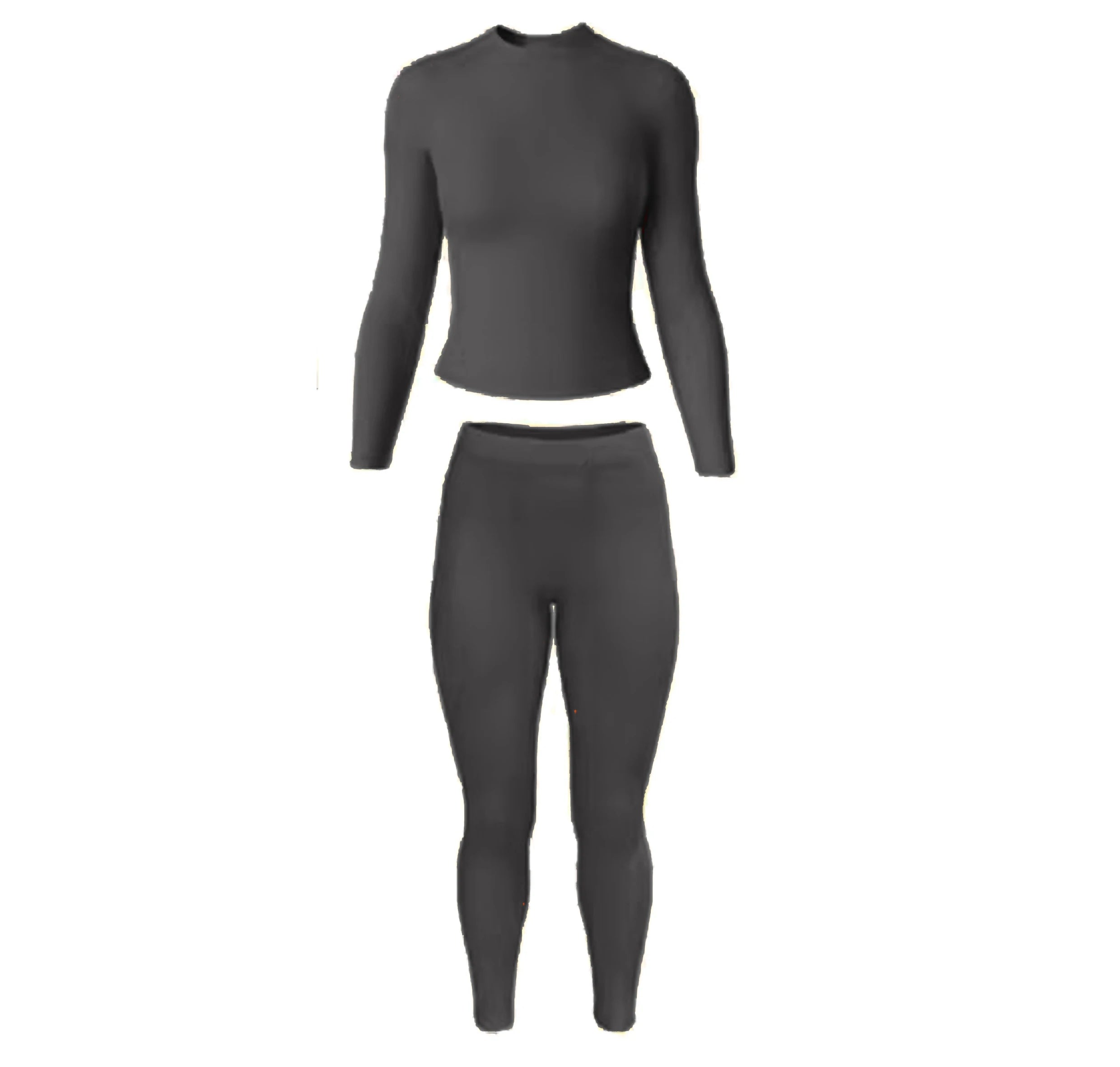 Black Polyester Ribbed Long Sleeve Tshirt and Legging Pants Lounge Wear Loungewear 2 Two Piece Set Women Clothing Fall 2024