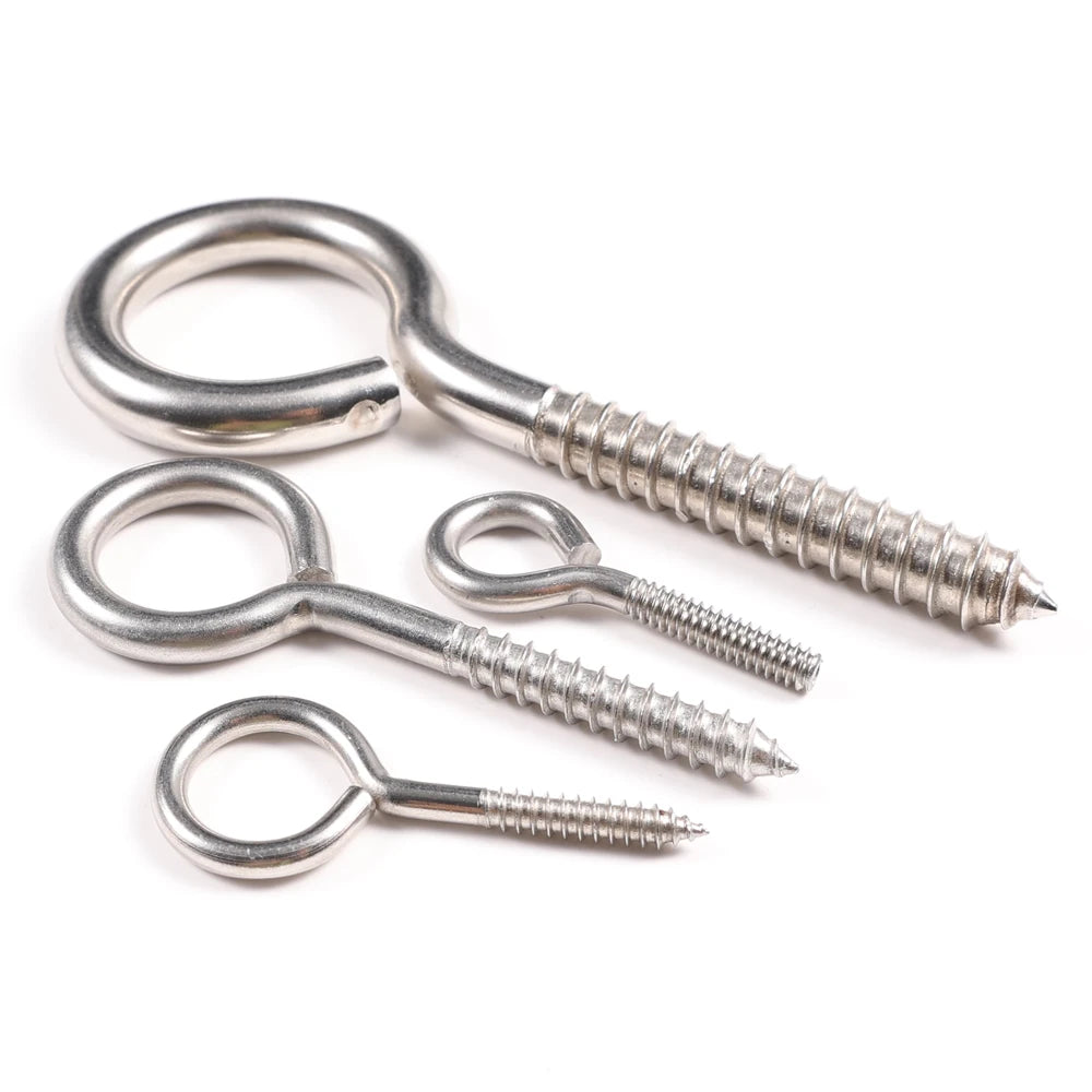 Stainless Steel 316 Wood Hook Screw Eyes Thread Fish Self Tapping Small Eye Screws