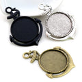 25mm Inner Size Black Antique Silver Plated Bronze Vintage Cabochon Base Setting Charms Pendant Blank Bezel Trays