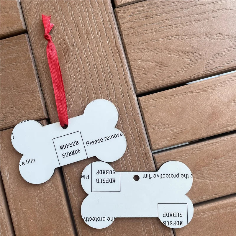 MDFSUB China Factory Double-sided Bone MDF Sublimation Christmas Pendant 3mm Thick Sublimation Blank Mdf Ornaments for Xmas